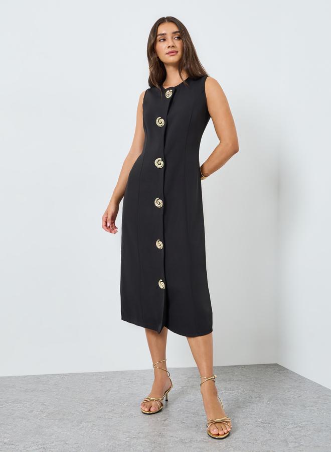 ستايلي فستان ميدي قصة مستقيمة بلا أكمام - Image 5